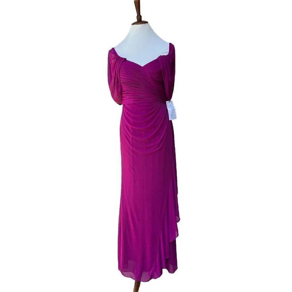 Women's Alex Evenings Shirred Mesh Gown Dress Size 6 Purple NWOT - Picture 5 of 14